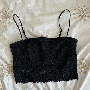 Urban Outfitters square neck cropped tank with lace detailing.